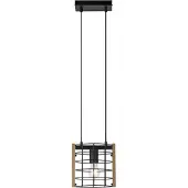 JUST LIGHT Pendelleuchte DRAIN Holz Industrial Retro Style mit Holzapplikationen Wohnbereich, z.B. Wohnzimmer, Esszimmer, Schlafzimmer