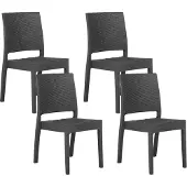 Beliani Gartenstühle im 4er Set Graphitgrau Rattanoptik Outdoor Balkon