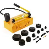 Vevor Hydraulisches Lochstanzer-Set Knockout-Lochtreiber-Kit 15t, Handpumpe Stahl Lochwerkzeug 10 Stanzformen 1/2, 3/4, 1, 1-1/4, 1-1/2, 2, 2-1/2, 3, 3-1/2, 4 Zoll, Zylinder Lochstanze Hydraulikpumpe