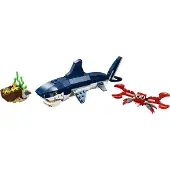 LEGO Creator Bewohner der Tiefsee, Spielzeug mit Meerestieren Figuren: Hai, Krabbe, Tintenfisch und Seeteufel, Set für Kinder ab 7 Jahre 31088