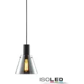 ISOLED Pendelleuchte, black concave Glas, E27, 20cm, 50-300cm, exkl. Baldachin