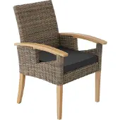 TecTake Rattan Stuhl Rosarno mit Holzgestell inklusive Sitzpolster, 62,5 x 71,5 x 94 cm
