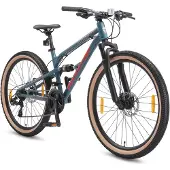 Bikestar Vollgefedert Aluminium Mountainbike 26 Zoll, 21 Gang Shimano Schaltung mit Scheibenbremse | 16 Zoll Rahmen Fully MTB Erwachsenen- und Jugendfahrrad | Grün