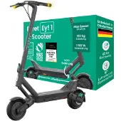 EGRET E-Scooter mit Straßenzulassung (ABE), 65 km Reichweite, 10" Luftreifen, 2x Federung, Blinker, 1.512 W Motor, 120 kg Traglast, App – Ey! 1