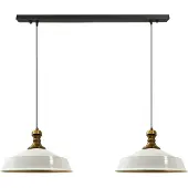 Bamyum Pendelleuchte Asletl-Knob Hängelampe aus Metall 2 Flammige, E27, Weiß Vintage Lampe