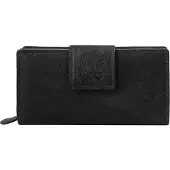 Cluty Damen Geldbörse schwarz RFID-Schutz 18x10x4 cm, 25 Steck- & 18 Kartenfächer
