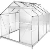 TecTake Gewächshaus mit Fundament Aluminium UV-beständig 185x250x195cm