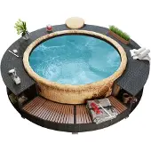 vidaXL Whirlpool-Umrandung Schwarz Poly-Rattan - Poolzubehör CC25860