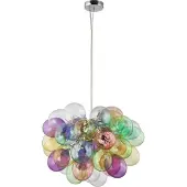 LUCANDE Hängeleuchte Diborah, Ø 50 cm, bunt, Glas, G9 , Diborah, dimmbar, Multicolor, für Wohnzimmer, Glas, Design