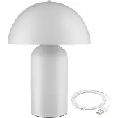 TecTake Akku-Tischlampe Kade Retro-Pilzdesign im 70er-Jahre-Stil, indirektes Licht 25 x 34 cm