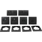 McPower Schalter und Steckdosen Set Flair Multimedia 18-teilig anthrazit