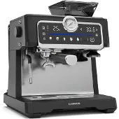 Klarstein GrandPresso Touch Siebträgermaschine Mit Mahlwerk – 20-Bar, 1350 W, Integriertes Präzisionsmahlwerk, Touchscreen, 2,3 L Wassertank, Dampfdüse, Edelstahl, Schwarz