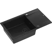 Quadron Spülbecken 1-Becken Spüle | Größe: 86 x 50 x 21 cm | EVAN 136 | Küchenspüle Granitspüle aus GraniteQ mit Siphon | Carbon & Stahl