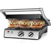 Aigostar MAX 300000HIX Sandwich-Waffel-Grill, Edelstahlgehäuse, 2000 Watt, Thermostat, Schräger Fettablauf