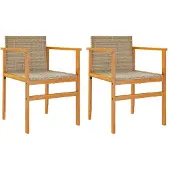 vidaXL Gartenstühle mit Kissen 2 Stk. Beige Poly Rattan Massivholz