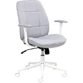 Beliani Bürostuhl grau aus Stoff drehbar höhenverstellbar mit Armlehnen für das Homeoffice modern