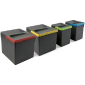 Emuca Lot RecyclingRecyclingbehälterRecycle für Küchenschublade, Höhe 216mm, 2x12l, 2x6l, Kunststoff anthrazitgrau