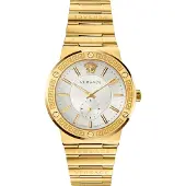 Versace VEVI00520 Greca Logo weiss silber gold Edelstahl Armband Uhr Herren NEU