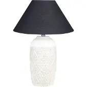 Beliani Tischlampe Beige Keramiksockel Stoffschirm Raumbeleuchtung Nachttischlampe