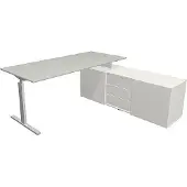 Theo Kerkmann Büromöbelfabrik GmbH & Co. KG Kerkmann Schreibtisch Form 2 180x80x74 cm m. Sideboard 160x50x58 cmT-Fuß Alusilber lichtgrau