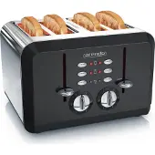 Arendo - Automatik Toaster 4 Scheiben in Edelstahl - bis zu vier Sandwich und Toast-Scheiben - Bräunungsgrad 1-6 - Aufwärm- und Auftaufunktion - Krümelschublade - 1630 Watt - GS
