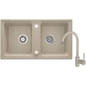 Deante Granite sink with 2-bowl faucet