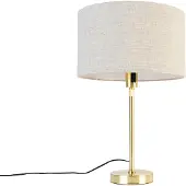 QAZQA Tischleuchte gold verstellbar mit Schirm hellgrau 35 cm - Parte