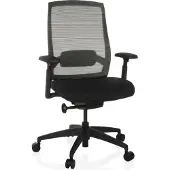 Hjh OFFICE Profi Bürostuhl COLORE Ergonomischer Schreibtischstuhl mit Armlehnen (höhenverstellbar) Stoff / Netzstoff Schwarz Drehstuhl für Büro, Zuhause