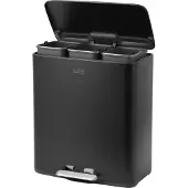 Luzzo Treteimer 51 Liter - 3x17 Ltr - Abfalleimer Mülltrennung - Schwarz