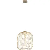 Globo Lighting Hängeleuchte Metall sandfarben matt, Metallgeflecht sandfarben matt, Metallgeflecht weiß matt, Kabel PVC weiß, Höhe kürzbar, ø: 350mm, H: 1500mm, exkl. 1x E27 40W 230V