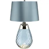 Elstead Lighting Elstead Lena Tischleuchte E27 61cm Blau getöntes Glas, Entenei-Blau Schirm Hellblau