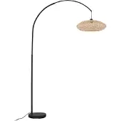 LINDBY Solvian Bogenleuchte Bambus schwarz/natur - , Solvian, Schwarz, für Wohnzimmer, Metall, Modern