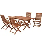 Merxx Gartenmöbelset Comodoro 5tlg., 4 Klappsessel, 1 Klappausziehtisch 110 (160) x 90 cm - Eukalyptus