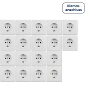 McPower 18x Schutzkontakt-Steckdose "Shallow", 250V/16A, UP, Klemmanschluss, weiß, matt
