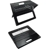 Chefgastro KLAP Holzkohlegrill | klappbarer Grill aus rostfreiem Stahl | Grillfläche LxB 44x33cm | HxBxT 34,5x33,5x45,5cm