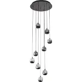 LUCANDE Hayley LED-Hängelampe neunflammig schwarz Glas - , Hayley, Schwarz, für Wohnzimmer, Glas, Design