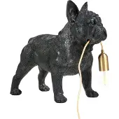 Beliani Tischlampe Schwarz Kunstharz 43 cm Hoch 1-Flammig Glühbirnen-Optik Tiermotiv Hund Langes Kabel mit Schalter Glam Nachttischlampe Leselampe