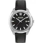 Versace VEKKA0125 Luxury schwarz silber Leder Herren Uhr NEU