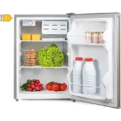 Primo PR154FR Tischkühlschrank - 65 Liter Fassungsvermögen - Silber - Freistehender Tischkühlschrank