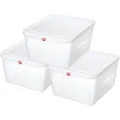 BRB-Lagertechnik 3 Transparente Aufbewahrungsbox mit Deckel, LxBxH 530x325x200 mm, 28 Liter