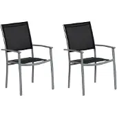Merxx Gartensessel Milano schwarz 2er Set - Aluminium/Textil