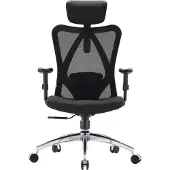 Sihoo Profi Bürostuhl M18-M148 Ergonomischer Schreibtischstuhl mit Armlehnen (höhenverstellbar) Stoff / Netzstoff Schwarz Drehstuhl für Büro, Zuhause