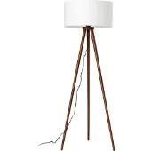 LINDBY Stehleuchte Charlia, weiß, Walnussholz, Höhe 150 cm