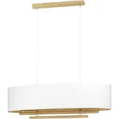 Eglo Hängelampe Pinetara, 4-flammige Pendelleuchte Esstisch, ovale Esszimmerlampe aus Stoff und Metall in Weiß und Messing, Hängeleuchte mit E27