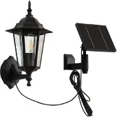LINDBY LED-Solarwandleuchte Sayata, schwarz, Alu, Laterne