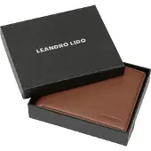 LEANDRO LIDO Classic Geldbörse | Kompakt & flach | Mit Kartenfächern, Scheinfach & Münzfach | Hochwertiges Kunstleder | braun | LL-15
