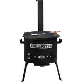 Grillpeter Utschak Set Asamat Ø40 cm mit Kazan 15 Liter Gusseisen Grilldeckel Schöpflöffel