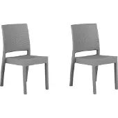 Beliani Gartenstühle im 2er Set Hellgrau Rattanoptik Outdoor Balkon