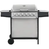 vidaXL Gasgrill mit 6 Flammen Edelstahl Silbern