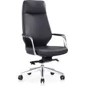 SalesFever Bürostuhl | Bezug Kunstleder | Gestell Aluminium | Lordosenstütze | B 63 x T 66 x H 120,5 cm | schwarz